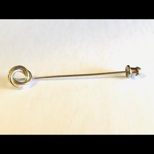 Vintage Small Silver Rope Wreath Stick Hat Pin